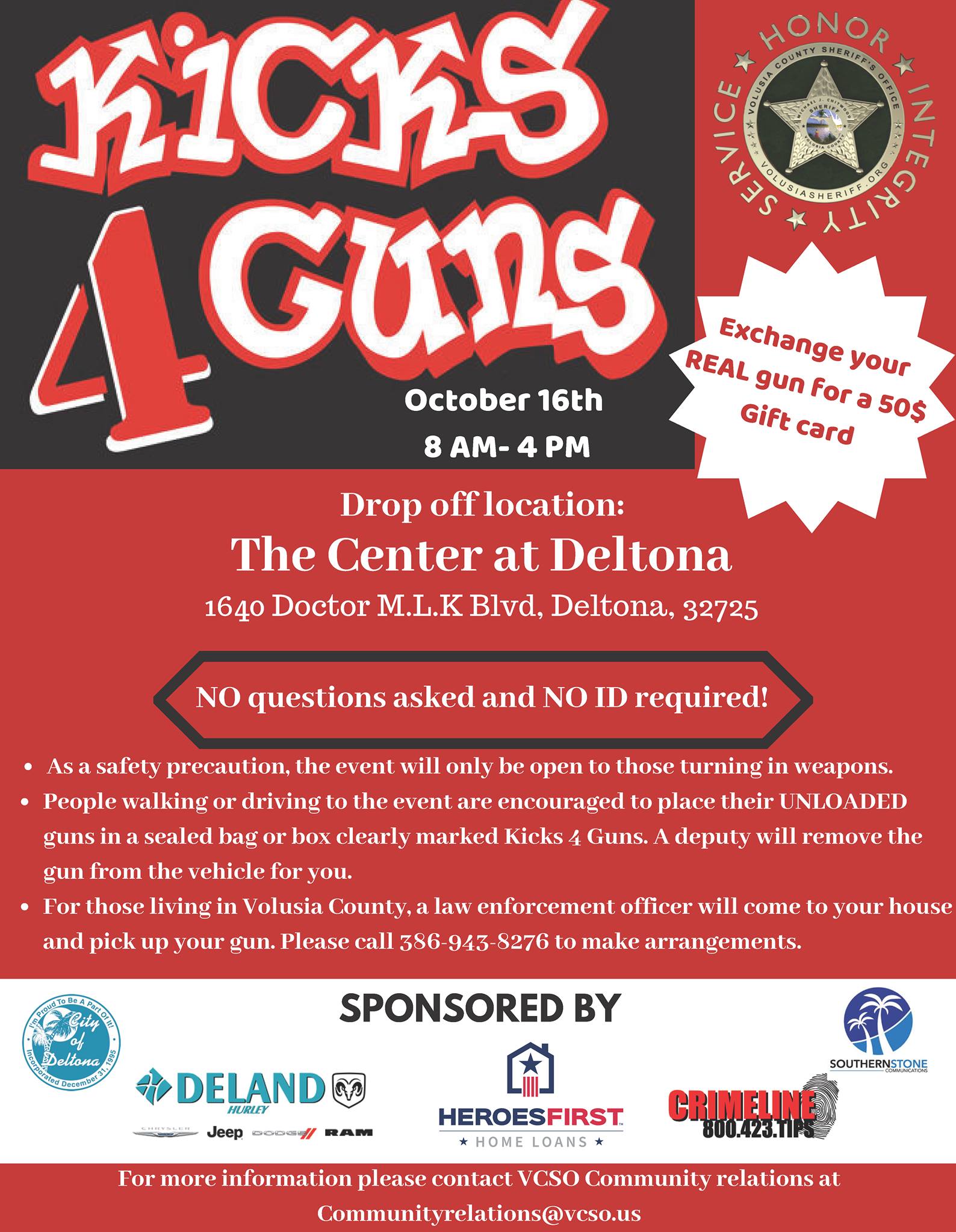 'Kicks 4 Guns' Tomorrow (Tuesday, Oct. 16) In Deltona Image