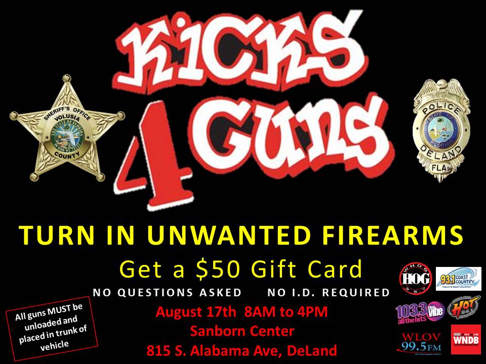 VCSO, DeLand PD Partnering In This Year's 'Kicks 4 Guns' Event Image