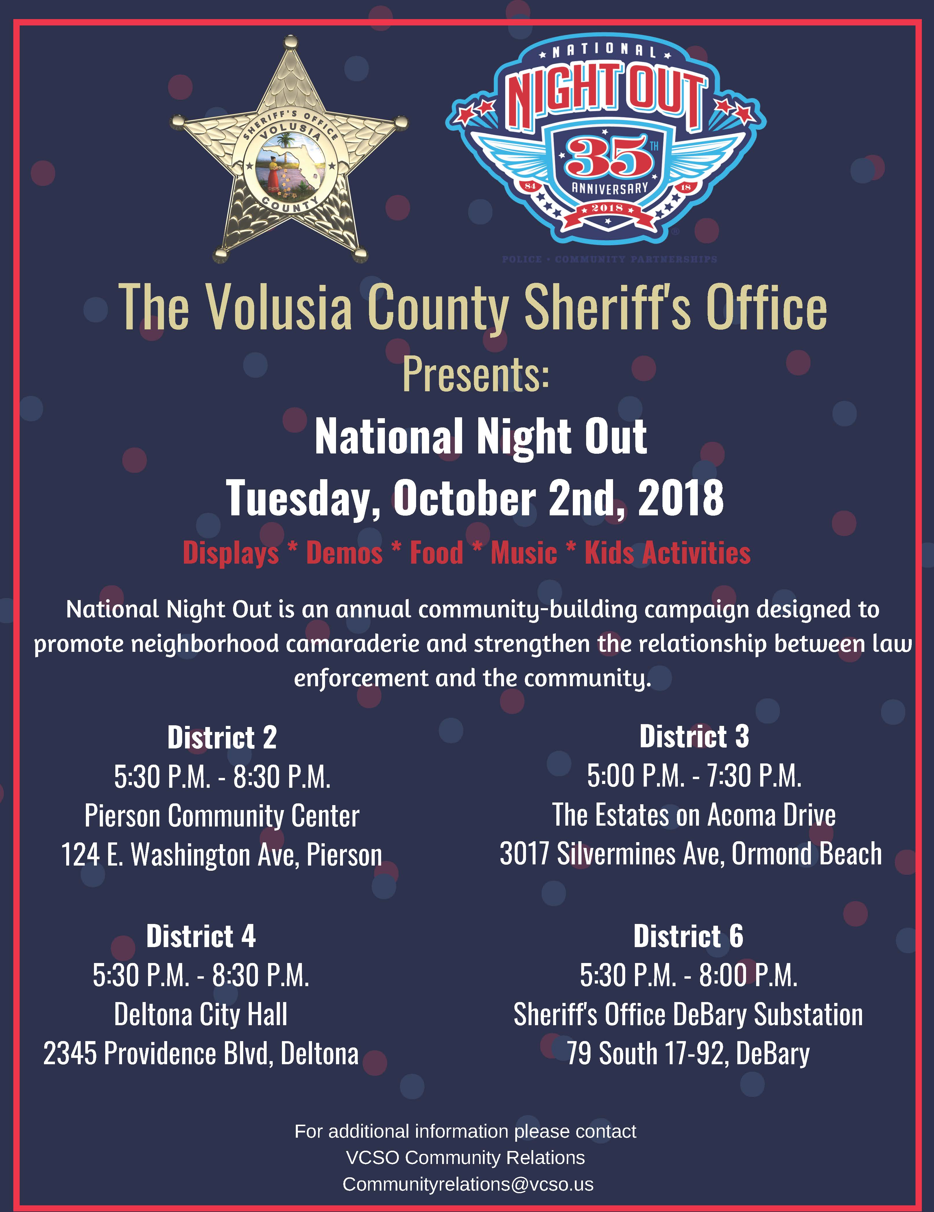 Don't Miss VCSO's National Night Out Events On Tuesday, Oct. 2 Image