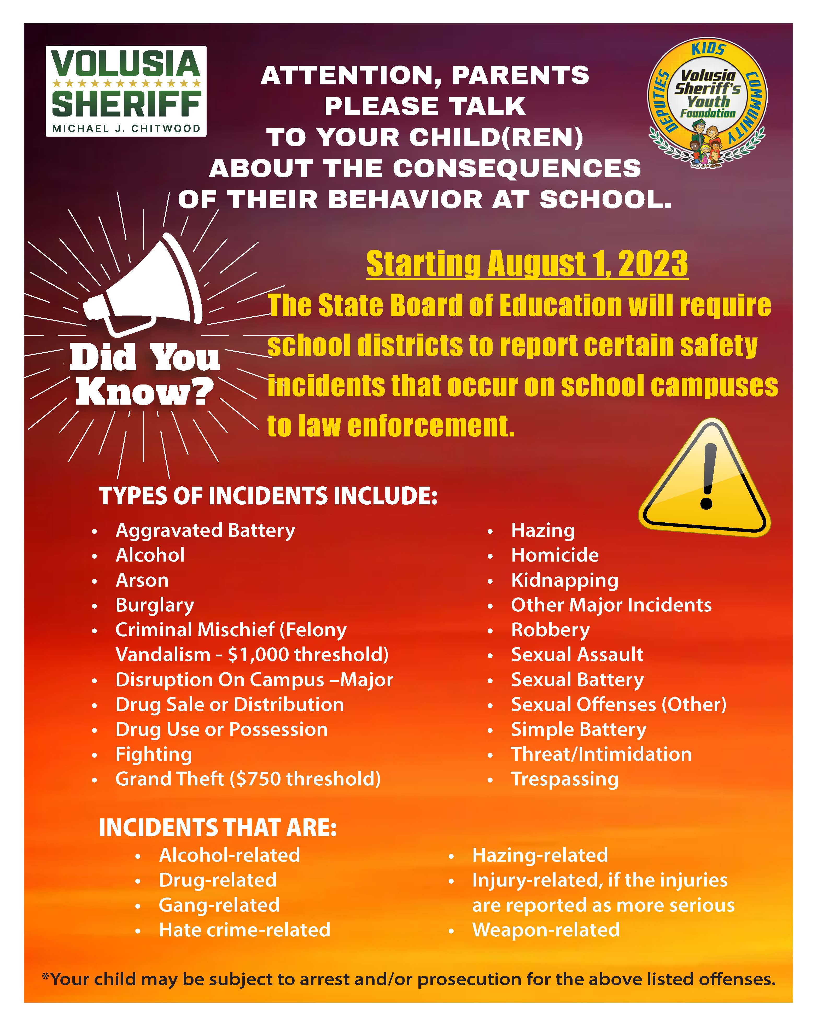 Sheriff Chitwood Issues Reminders For A Safe Start To The New School Year Image